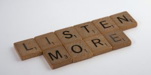 blocks spelling out to listen more